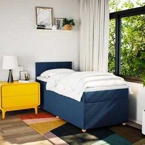 Κρεβάτι Boxspring με Στρώμα Μπλε 100 x 200 εκ. Υφασμάτινο