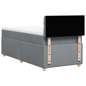 Κρεβάτι Boxspring με Στρώμα Ανοιχτό Γκρι 100x200 εκ. Υφασμάτινο