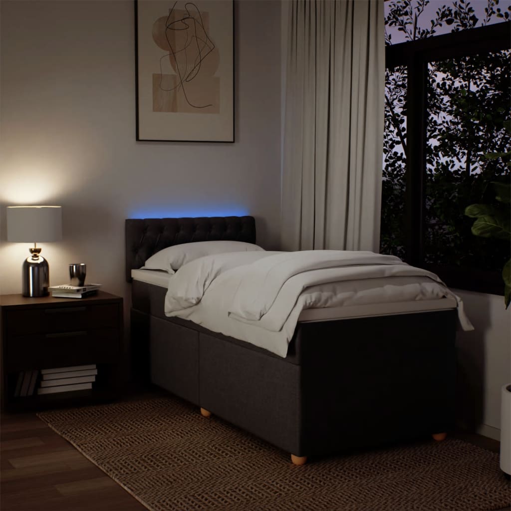 Κρεβάτι Boxspring με Στρώμα Σκούρο Καφέ 100x200 εκ. Υφασμάτινο