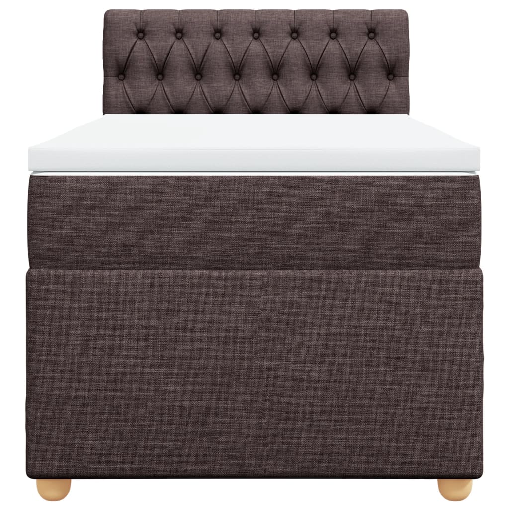 Κρεβάτι Boxspring με Στρώμα Σκούρο Καφέ 100x200 εκ. Υφασμάτινο