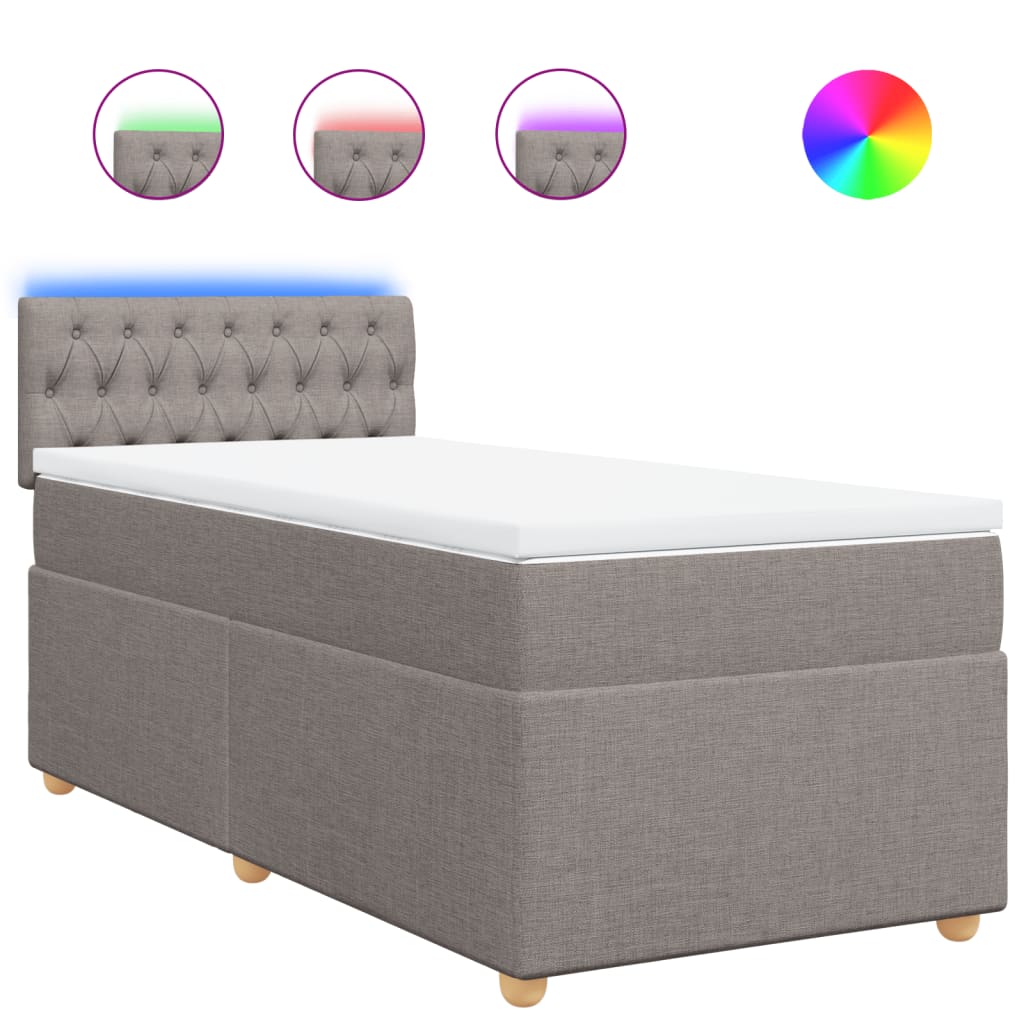 Κρεβάτι Boxspring με Στρώμα Taupe 100 x 200 εκ. Υφασμάτινο - Pakobazaar