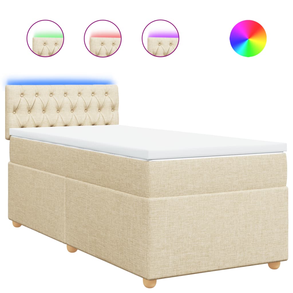 Κρεβάτι Boxspring με Στρώμα Κρεμ 100 x 200 εκ. Υφασμάτινο