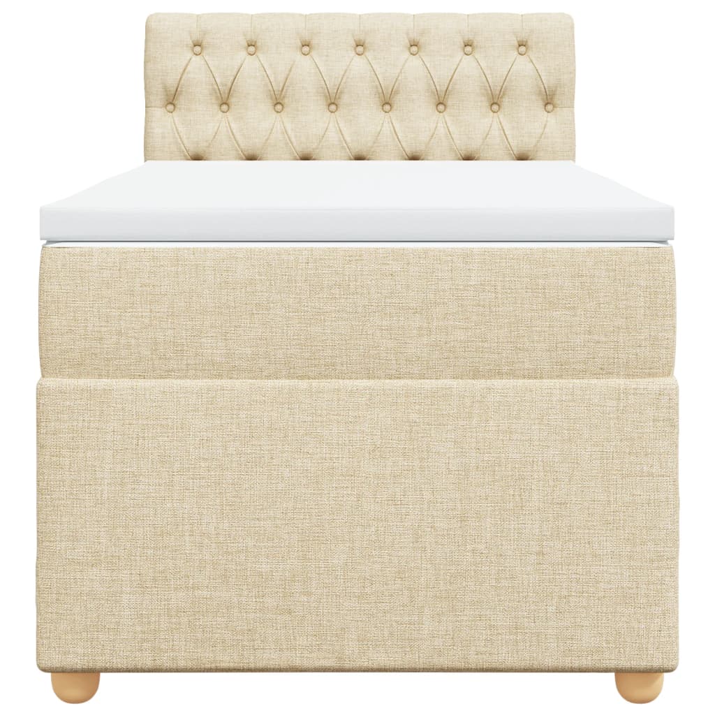 Κρεβάτι Boxspring με Στρώμα Κρεμ 100 x 200 εκ. Υφασμάτινο