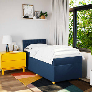 Κρεβάτι Boxspring με Στρώμα Μπλε 100 x 200 εκ. Υφασμάτινο