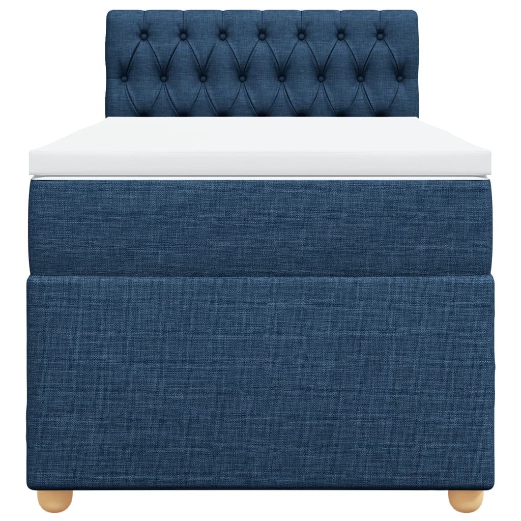 Κρεβάτι Boxspring με Στρώμα Μπλε 100 x 200 εκ. Υφασμάτινο