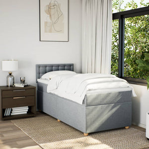 Κρεβάτι Boxspring με Στρώμα Ανοιχτό Γκρι 100x200 εκ. Υφασμάτινο - Pakobazaar
