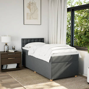 Κρεβάτι Boxspring με Στρώμα Σκούρο Γκρι 100x200 εκ. Υφασμάτινο - Pakobazaar