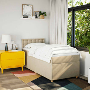 Κρεβάτι Boxspring με Στρώμα Κρεμ 100 x 200 εκ. Υφασμάτινο