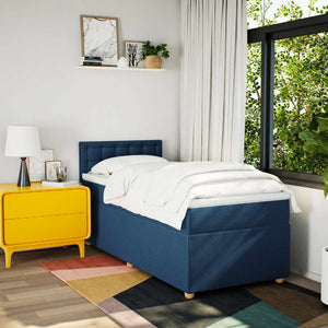 Κρεβάτι Boxspring με Στρώμα Μπλε 100 x 200 εκ. Υφασμάτινο