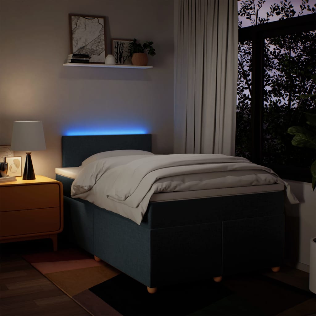 Κρεβάτι Boxspring με Στρώμα Μπλε 120x190 εκ. Υφασμάτινο - Pakobazaar