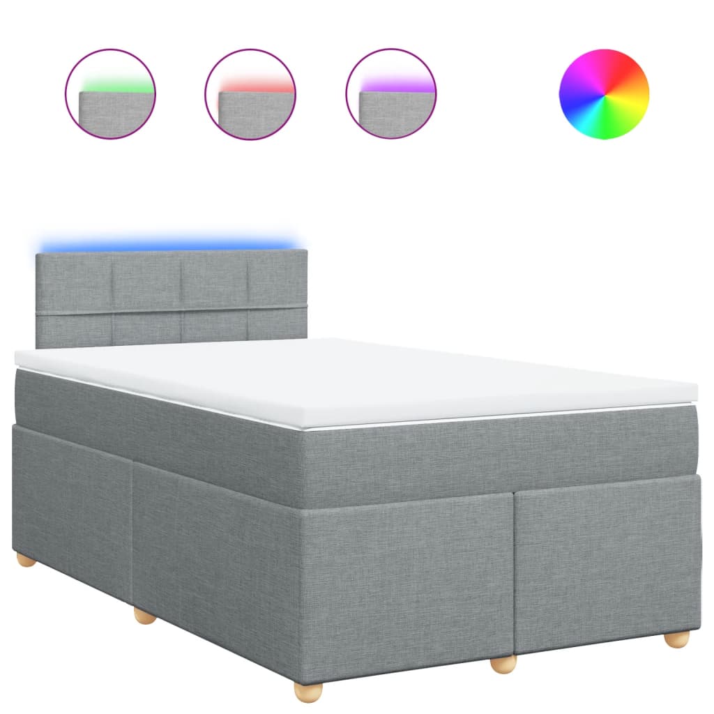 Κρεβάτι Boxspring με Στρώμα Ανοιχτό Γκρι 120x190 εκ. Υφασμάτινο - Pakobazaar