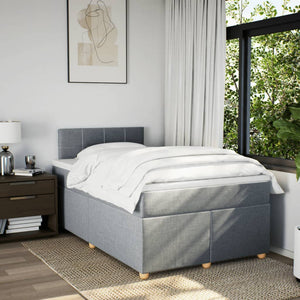 Κρεβάτι Boxspring με Στρώμα Ανοιχτό Γκρι 120x190 εκ. Υφασμάτινο - Pakobazaar