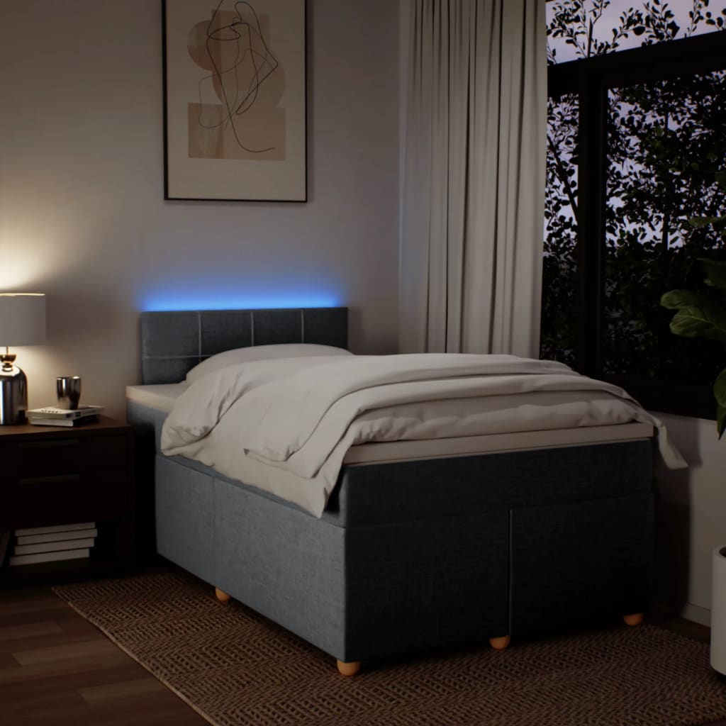 Κρεβάτι Boxspring με Στρώμα Ανοιχτό Γκρι 120x190 εκ. Υφασμάτινο - Pakobazaar