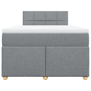 Κρεβάτι Boxspring με Στρώμα Ανοιχτό Γκρι 120x190 εκ. Υφασμάτινο - Pakobazaar