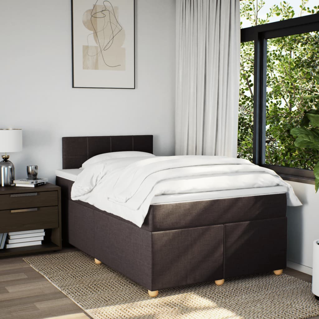 Κρεβάτι Boxspring με Στρώμα Σκούρο Καφέ 120x190 εκ Υφασμάτινο