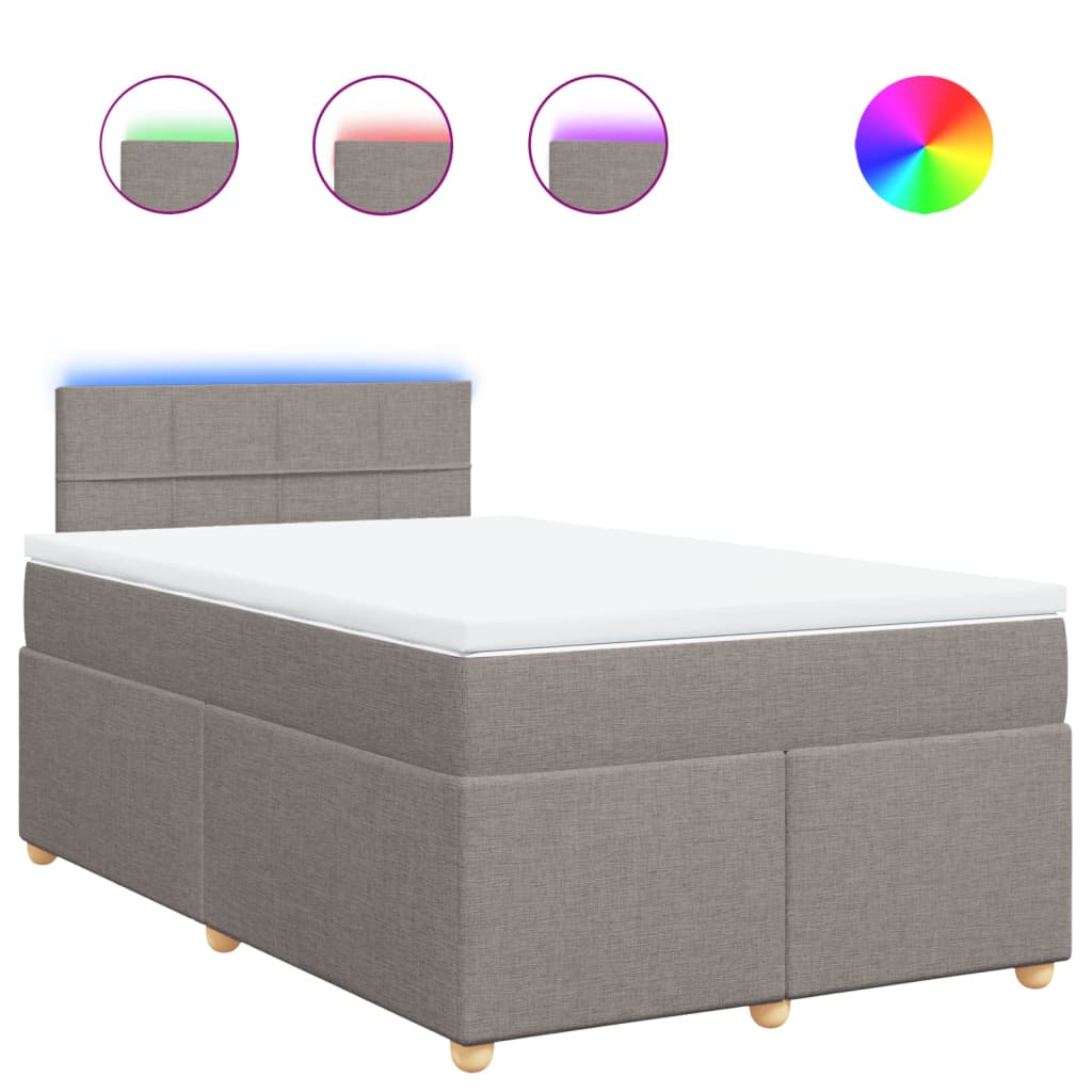 Κρεβάτι Boxspring με Στρώμα Taupe 120x190 εκ. Υφασμάτινο
