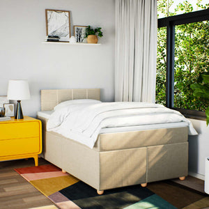Κρεβάτι Boxspring με Στρώμα Κρεμ 120x190 εκ. Υφασμάτινο - Pakobazaar