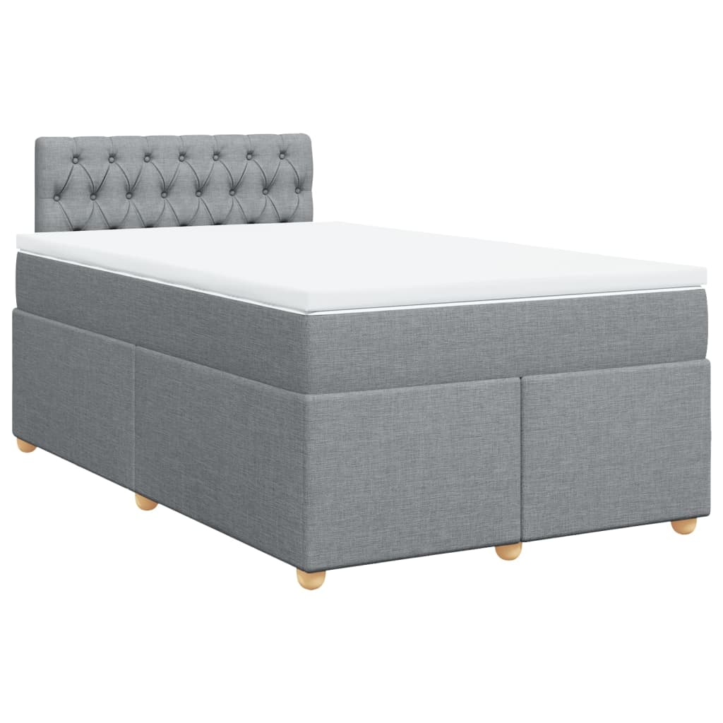 Κρεβάτι Boxspring με Στρώμα Ανοιχτό Γκρι 120x190 εκ. Υφασμάτινο - Pakobazaar