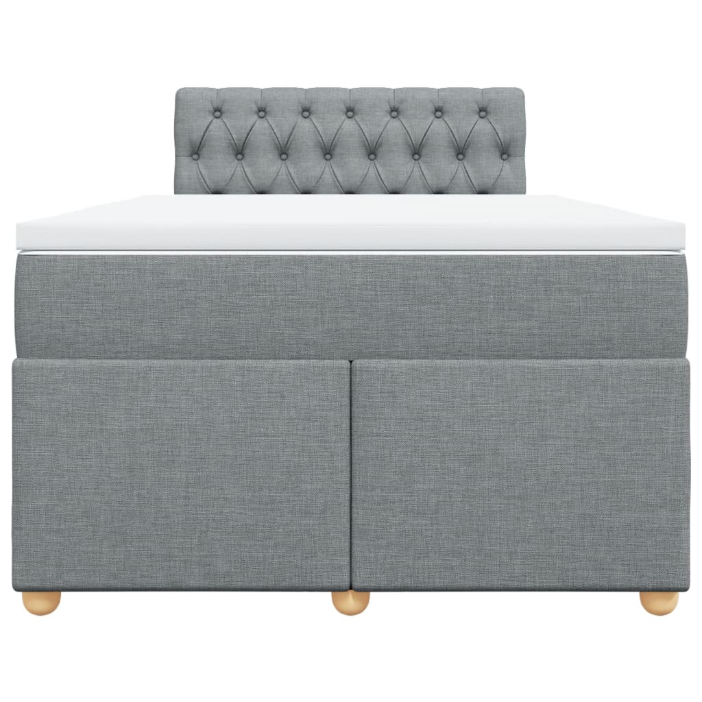 Κρεβάτι Boxspring με Στρώμα Ανοιχτό Γκρι 120x190 εκ. Υφασμάτινο - Pakobazaar