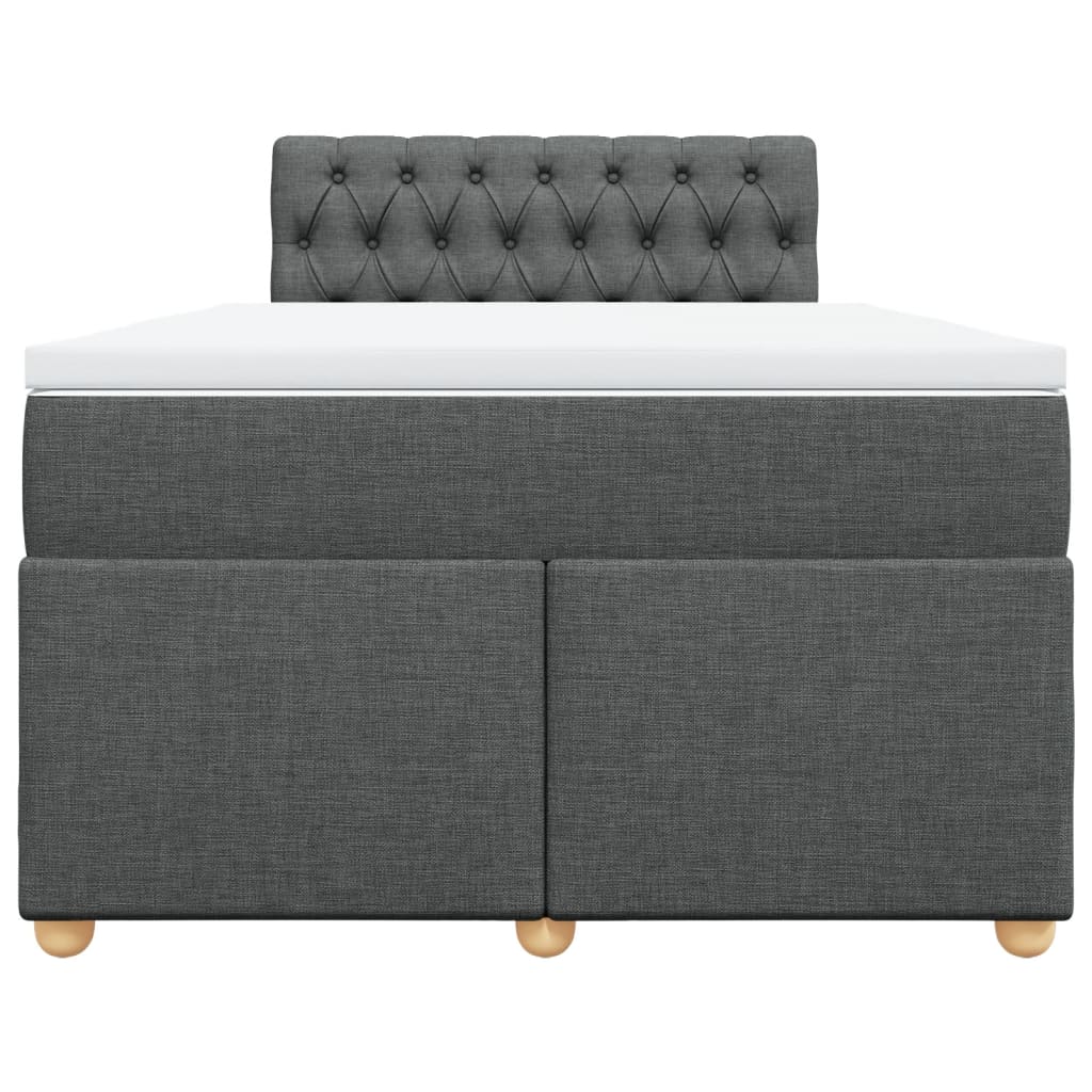 Κρεβάτι Boxspring με Στρώμα Σκούρο Γκρι 120x190 εκ Υφασμάτινο - Pakobazaar