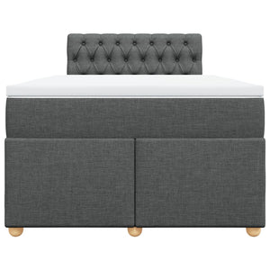 Κρεβάτι Boxspring με Στρώμα Σκούρο Γκρι 120x190 εκ Υφασμάτινο - Pakobazaar