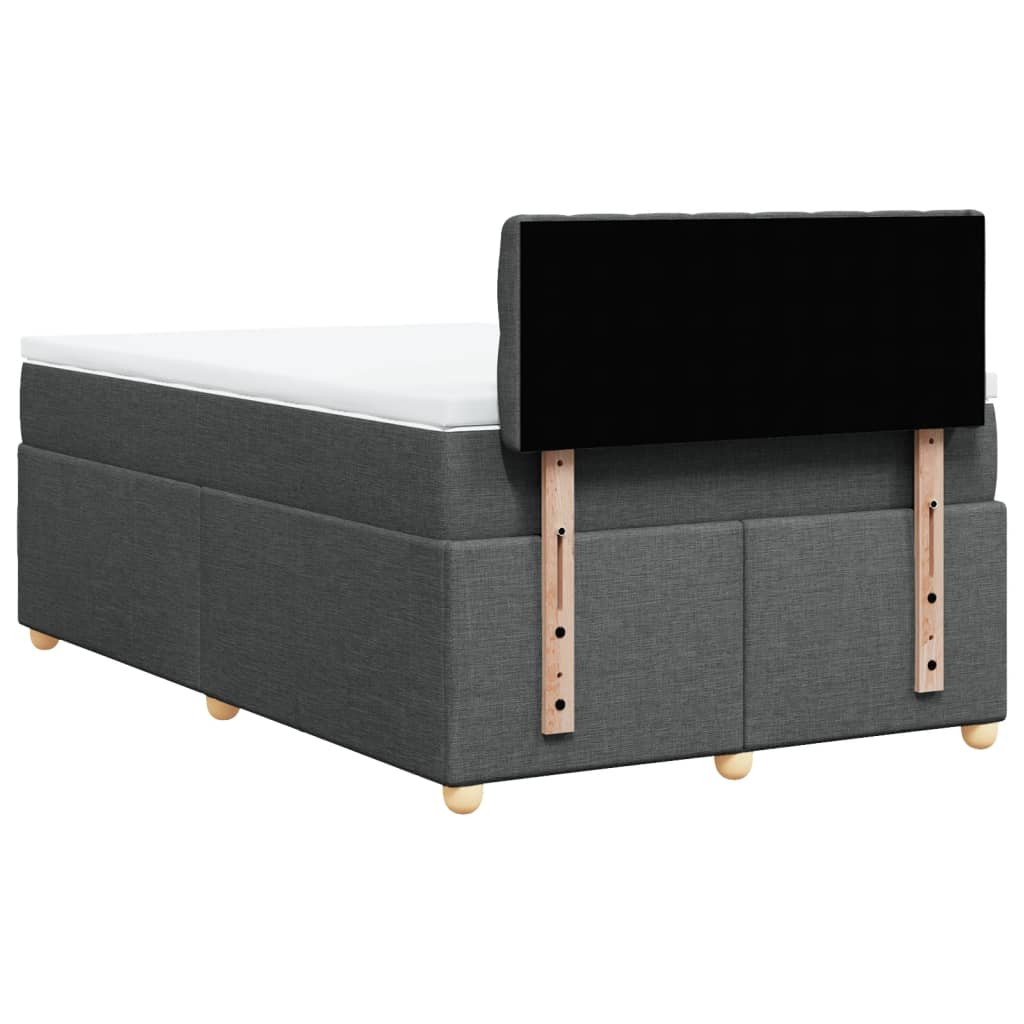 Κρεβάτι Boxspring με Στρώμα Σκούρο Γκρι 120x190 εκ Υφασμάτινο - Pakobazaar