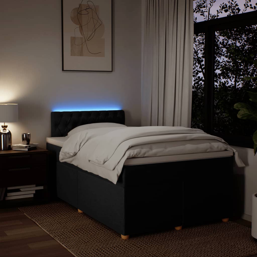 Κρεβάτι Boxspring με Στρώμα Μαύρο 120x190 εκ. Υφασμάτινο - Pakobazaar