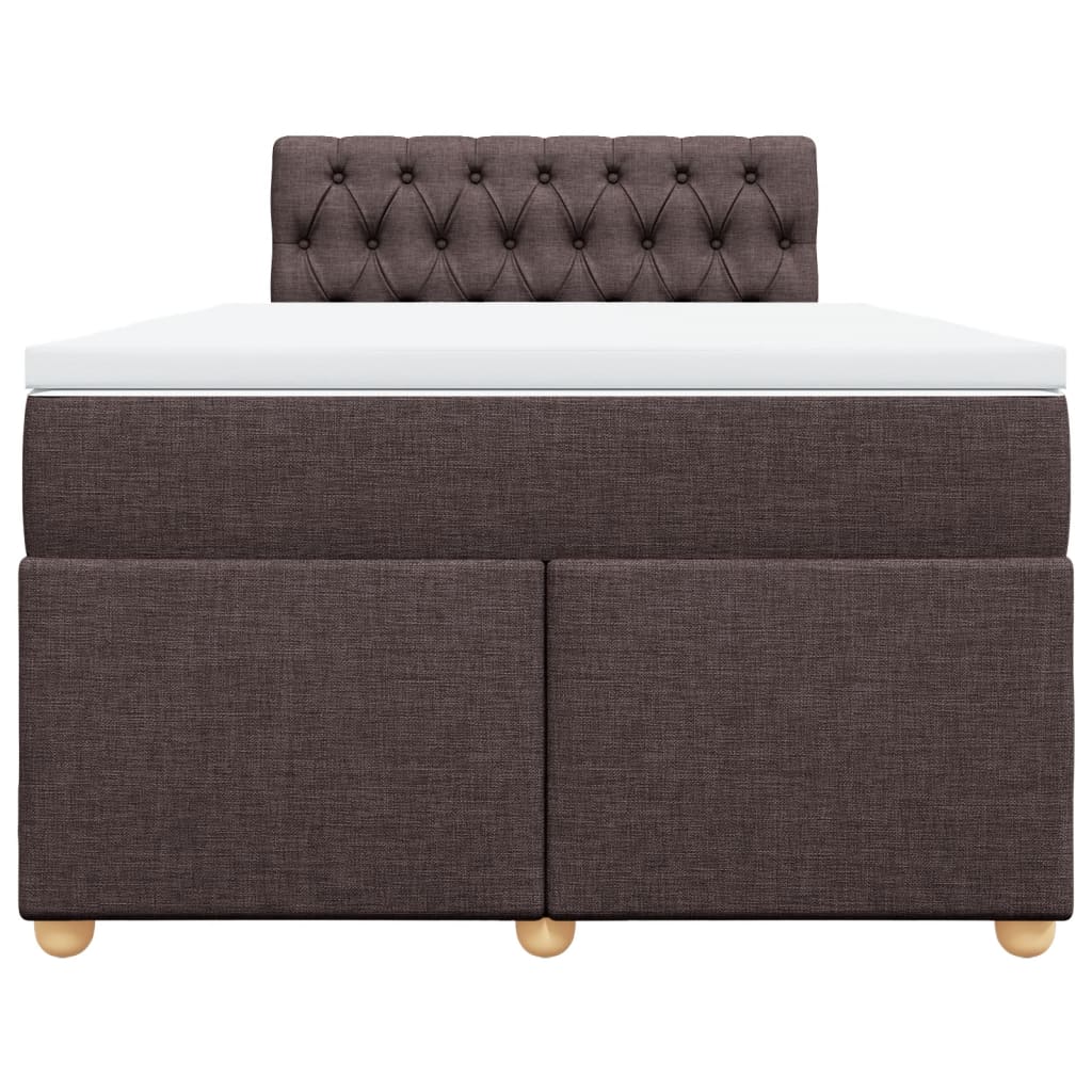 Κρεβάτι Boxspring με Στρώμα Σκούρο Καφέ 120x190 εκ Υφασμάτινο