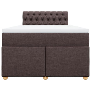 Κρεβάτι Boxspring με Στρώμα Σκούρο Καφέ 120x190 εκ Υφασμάτινο