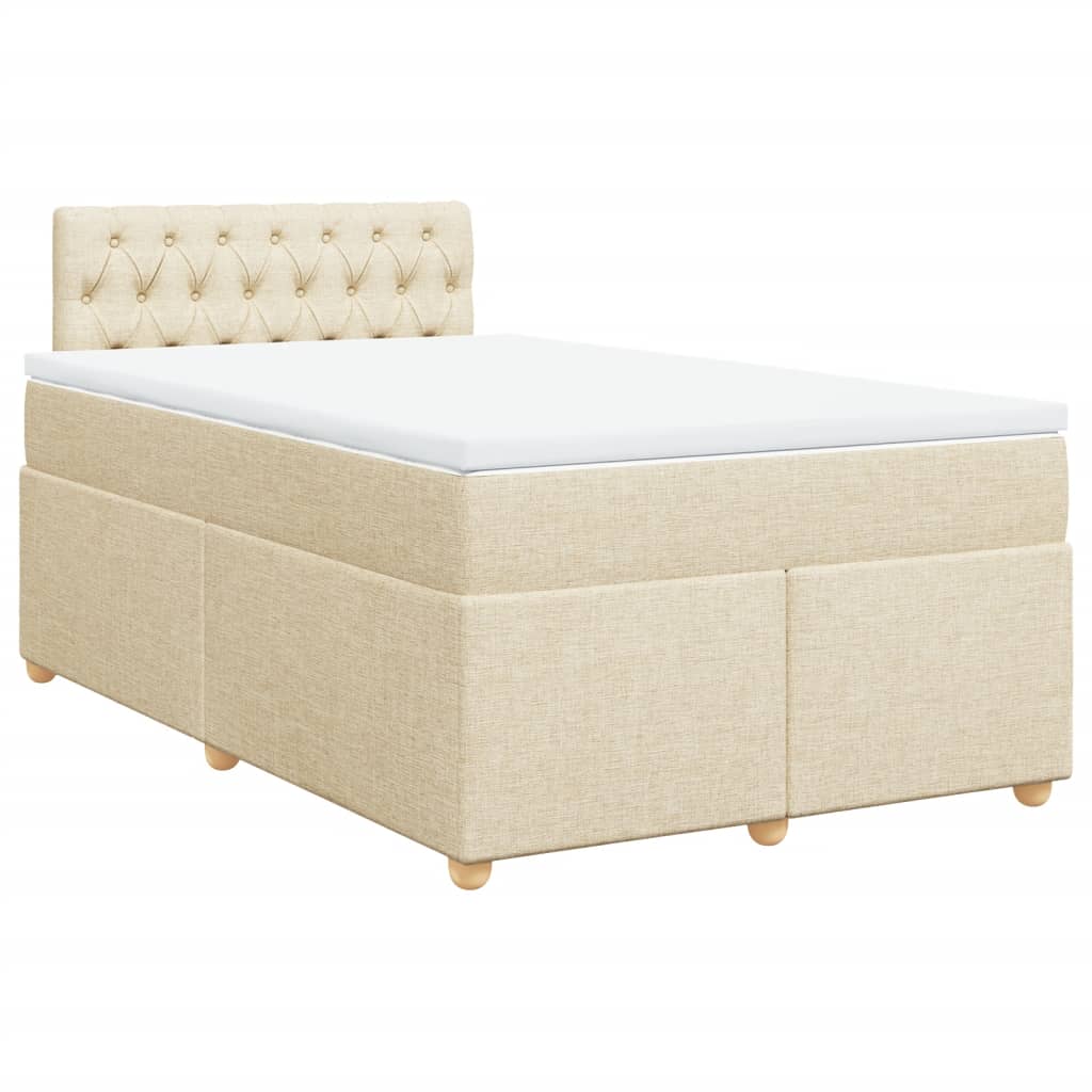 Κρεβάτι Boxspring με Στρώμα Κρεμ 120x190 εκ. Υφασμάτινο - Pakobazaar