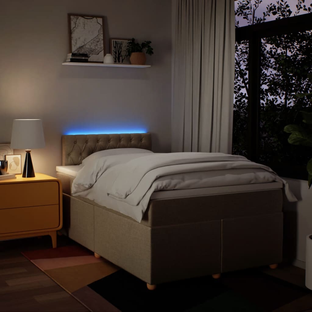 Κρεβάτι Boxspring με Στρώμα Κρεμ 120x190 εκ. Υφασμάτινο - Pakobazaar