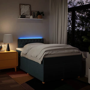 Κρεβάτι Boxspring με Στρώμα Μπλε 120x190 εκ. Υφασμάτινο - Pakobazaar