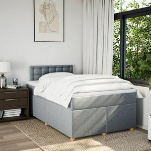 Κρεβάτι Boxspring με Στρώμα Ανοιχτό Γκρι 120x190 εκ. Υφασμάτινο - Pakobazaar