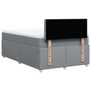 Κρεβάτι Boxspring με Στρώμα Ανοιχτό Γκρι 120x190 εκ. Υφασμάτινο - Pakobazaar