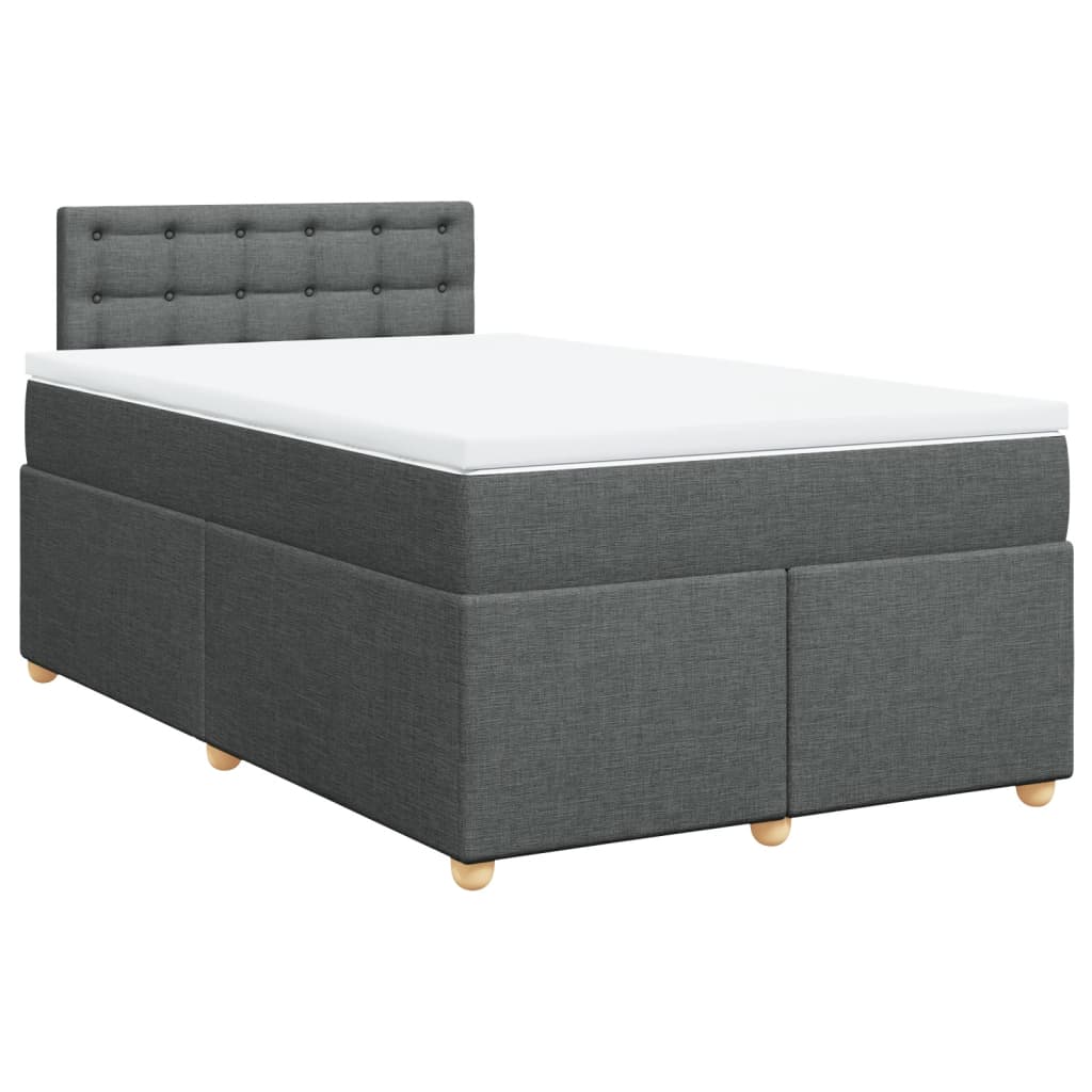 Κρεβάτι Boxspring με Στρώμα Σκούρο Γκρι 120x190 εκ Υφασμάτινο - Pakobazaar