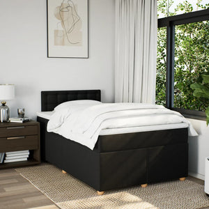Κρεβάτι Boxspring με Στρώμα Μαύρο 120x190 εκ. Υφασμάτινο - Pakobazaar