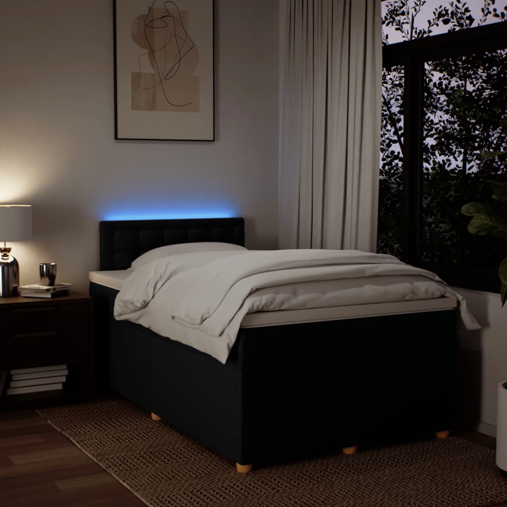 Κρεβάτι Boxspring με Στρώμα Μαύρο 120x190 εκ. Υφασμάτινο - Pakobazaar