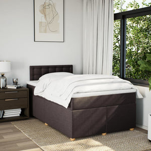 Κρεβάτι Boxspring με Στρώμα Σκούρο Καφέ 120x190 εκ Υφασμάτινο - Pakobazaar