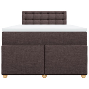 Κρεβάτι Boxspring με Στρώμα Σκούρο Καφέ 120x190 εκ Υφασμάτινο - Pakobazaar