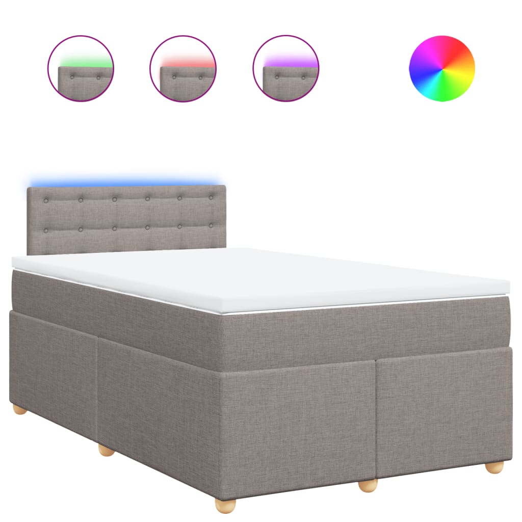 Κρεβάτι Boxspring με Στρώμα Taupe 120x190 εκ. Υφασμάτινο