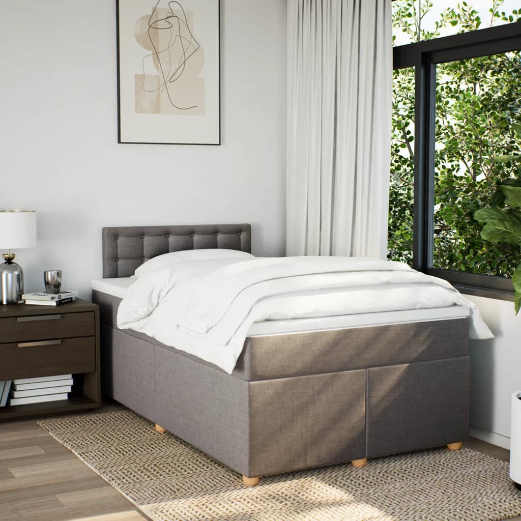 Κρεβάτι Boxspring με Στρώμα Taupe 120x190 εκ. Υφασμάτινο