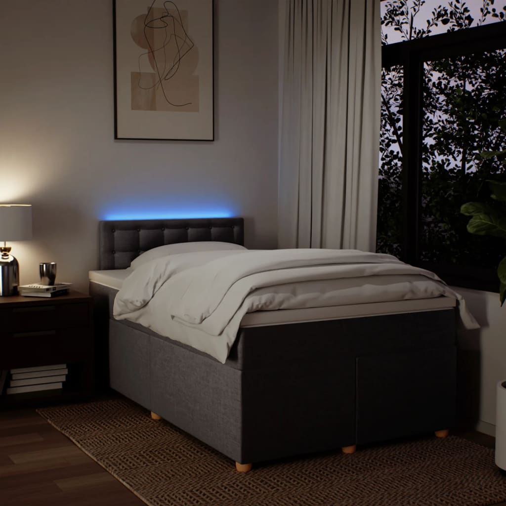 Κρεβάτι Boxspring με Στρώμα Taupe 120x190 εκ. Υφασμάτινο