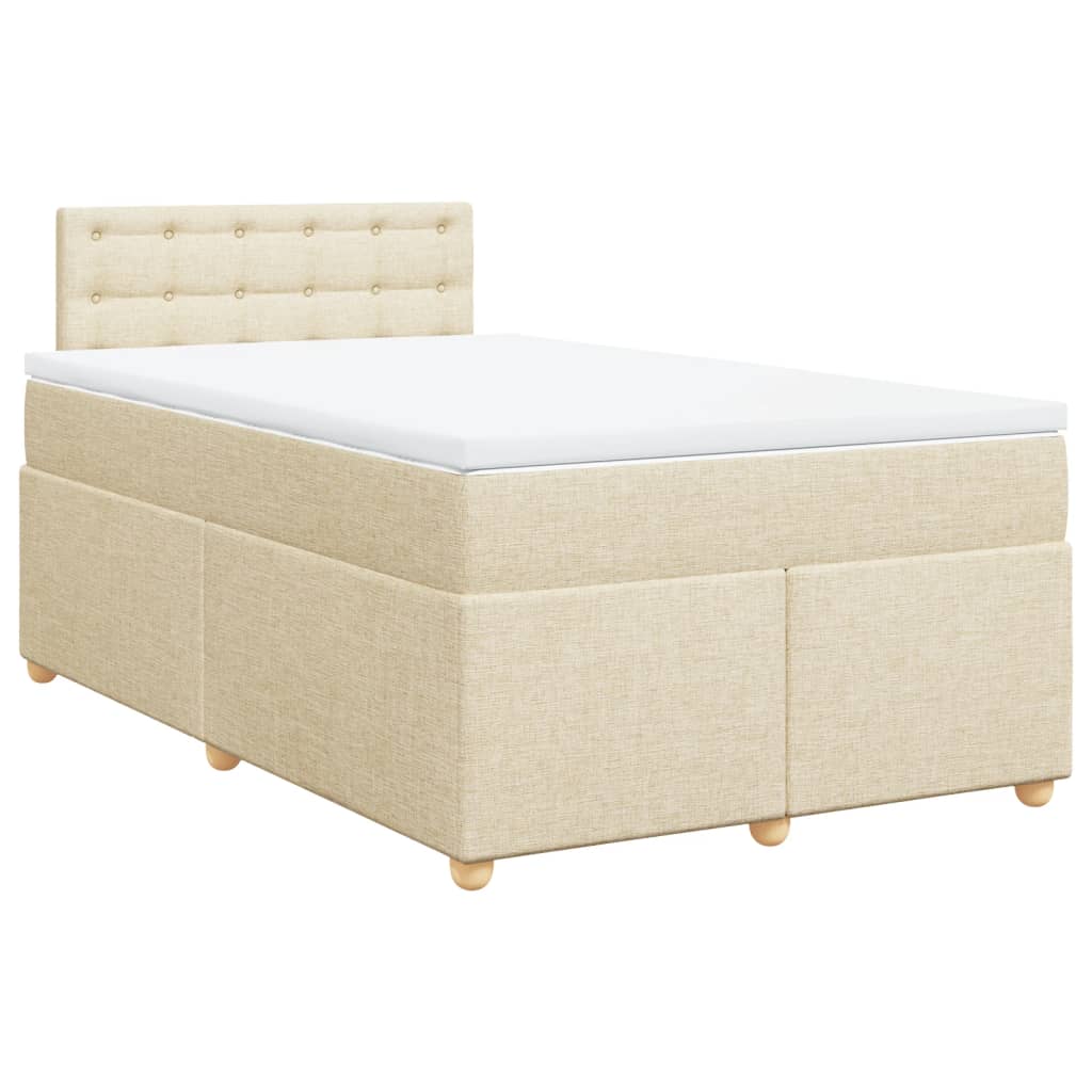Κρεβάτι Boxspring με Στρώμα Κρεμ 120x190 εκ. Υφασμάτινο - Pakobazaar