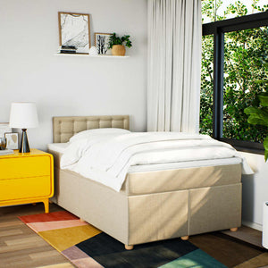 Κρεβάτι Boxspring με Στρώμα Κρεμ 120x190 εκ. Υφασμάτινο - Pakobazaar