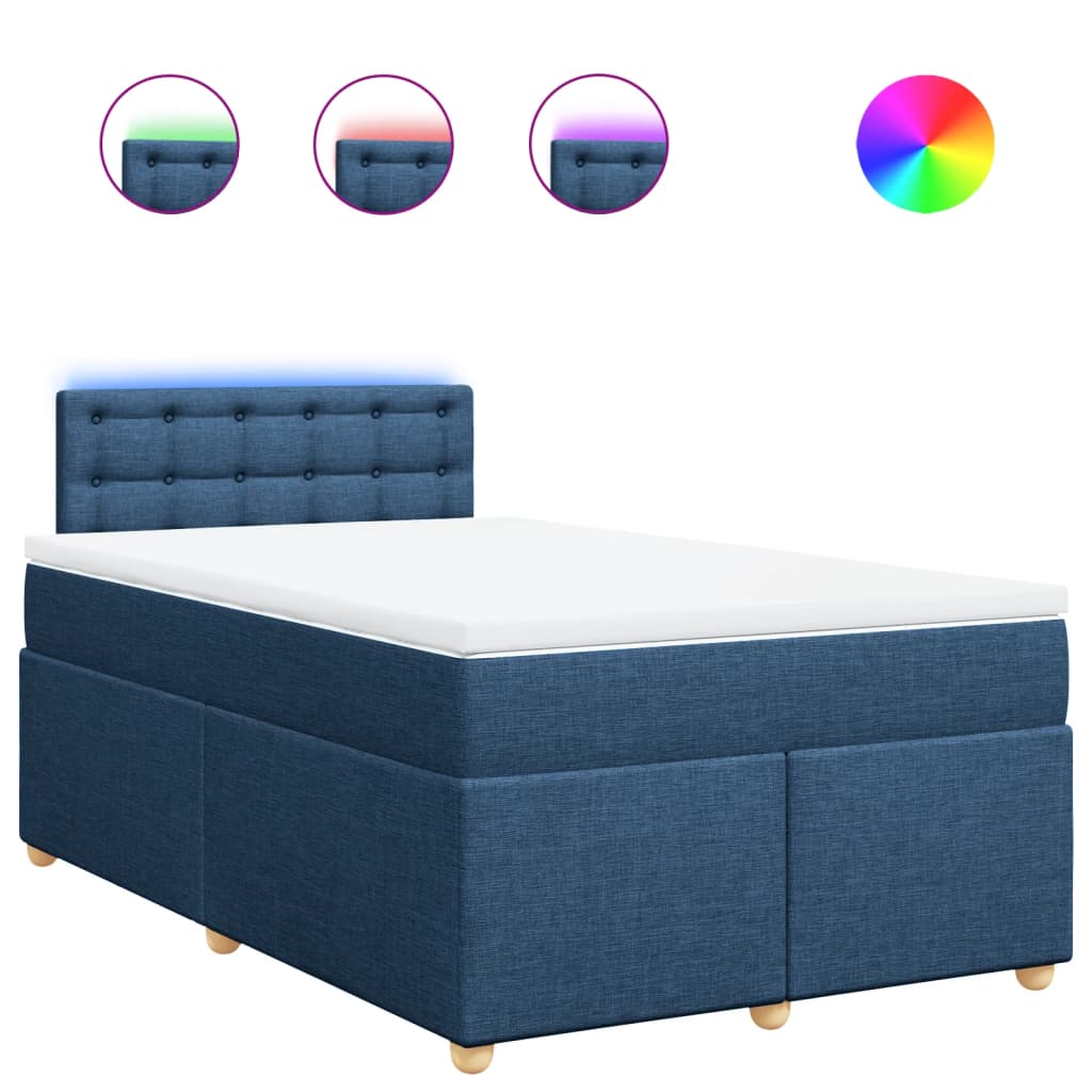 Κρεβάτι Boxspring με Στρώμα Μπλε 120x190 εκ. Υφασμάτινο