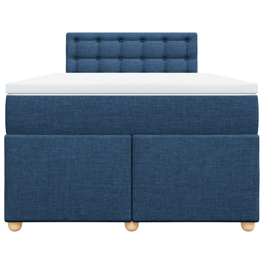 Κρεβάτι Boxspring με Στρώμα Μπλε 120x190 εκ. Υφασμάτινο