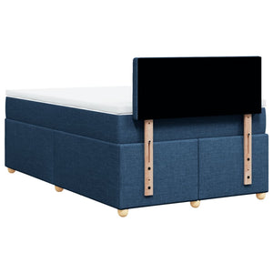 Κρεβάτι Boxspring με Στρώμα Μπλε 120x190 εκ. Υφασμάτινο