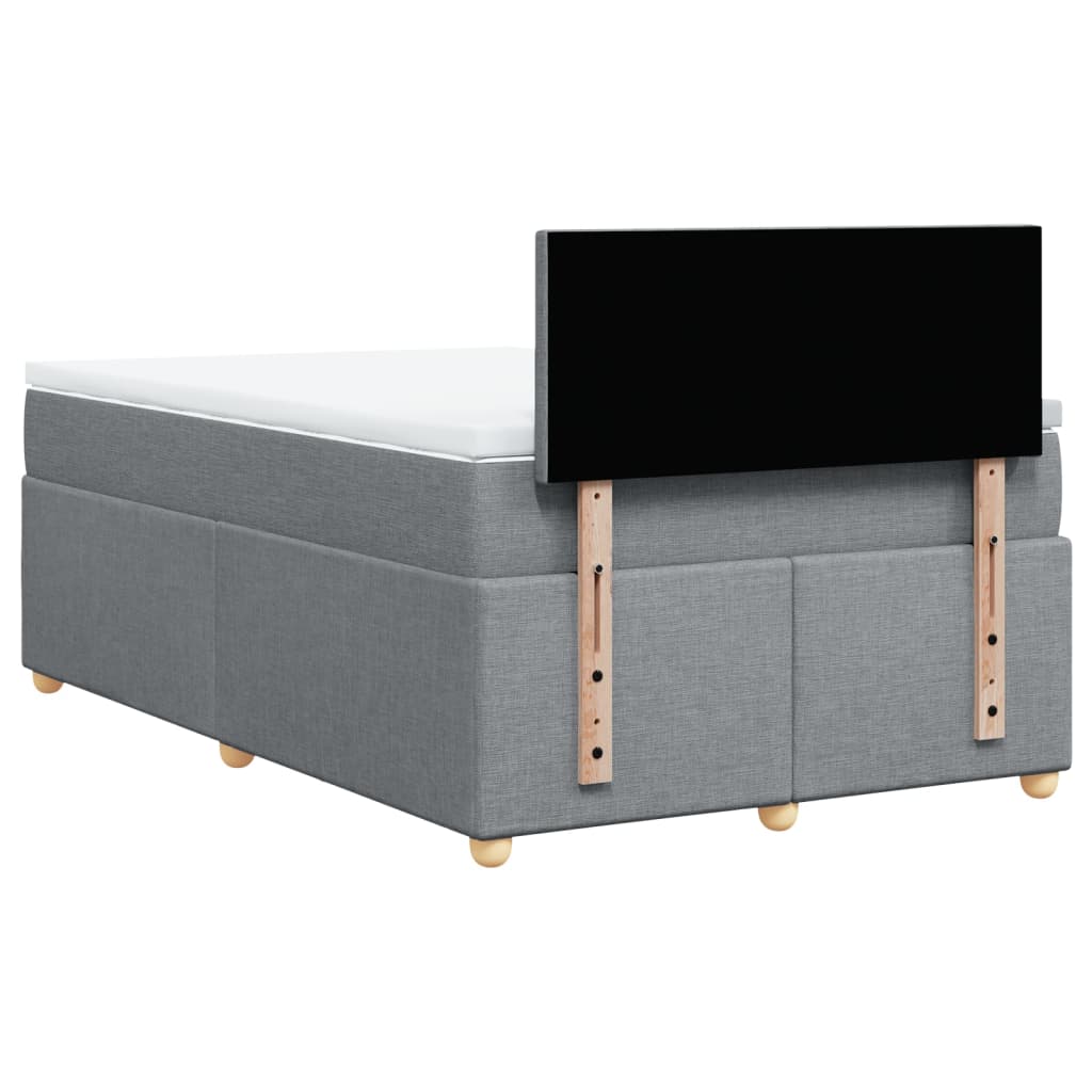 Κρεβάτι Boxspring με Στρώμα Ανοιχτό Γκρι 120x200 εκ. Υφασμάτινο - Pakobazaar