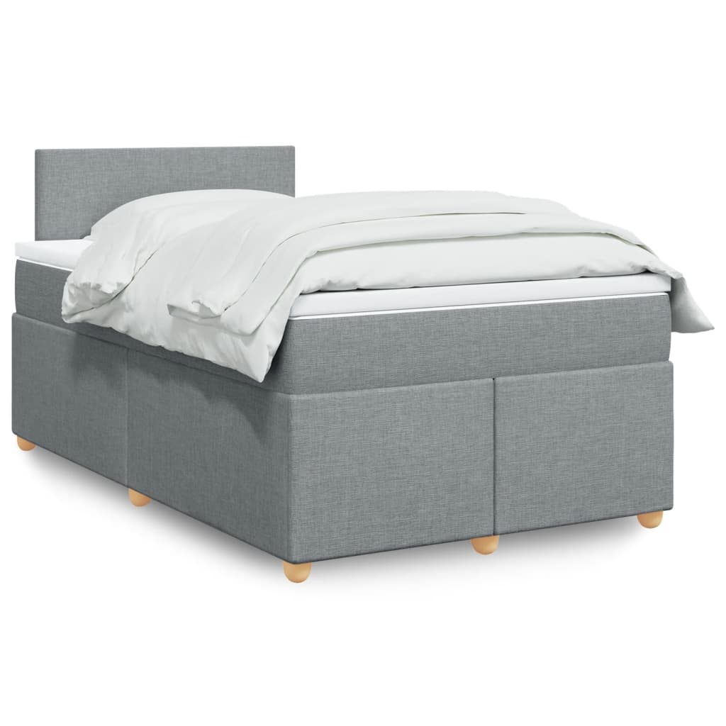 Κρεβάτι Boxspring με Στρώμα Ανοιχτό Γκρι 120x200 εκ. Υφασμάτινο - Pakobazaar