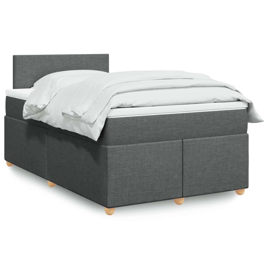 Κρεβάτι Boxspring με Στρώμα Σκούρο Γκρι 120x200 εκ. Υφασμάτινο - Pakobazaar